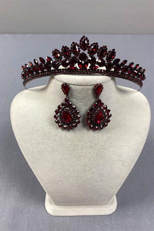 Leyn Bridal Henna Crown and Shuttle Stone Earrings
