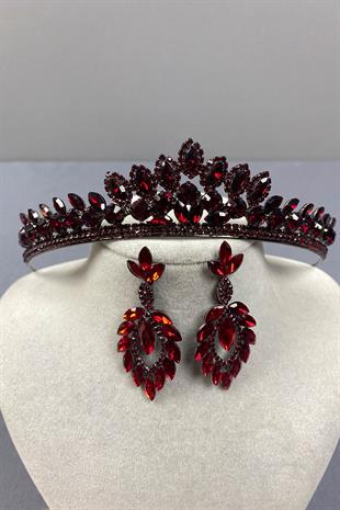 Leyn Bridal Henna Crown and Shuttle Stone Earrings