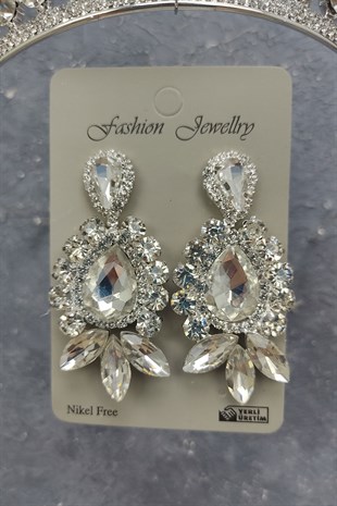 Leyn Model Gelin Tacı Ve Mekik Damla Taşlı Küpe