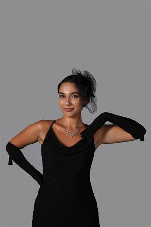 الجملة ليكرا سيندي النسيج Tasseled قفازات طويلة وقبعة الزفاف Voilet عادي