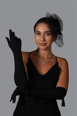 الجملة ليكرا سيندي النسيج Tasseled قفازات طويلة وقبعة الزفاف Voilet عادي