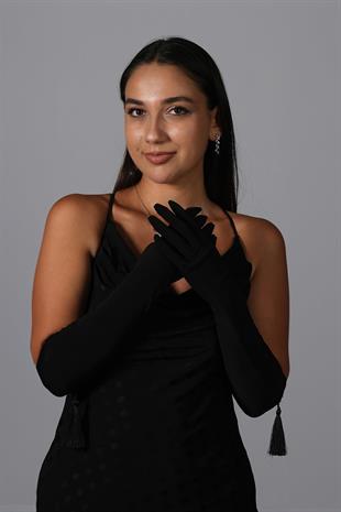 الجملة ليكرا سيندي النسيج Tasseled قفازات الزفاف الطويلة