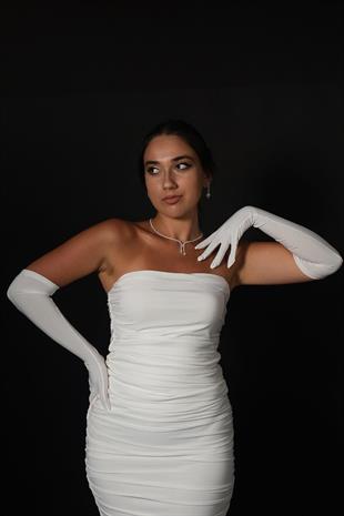 Lycra Sendi Fabric Long Gloves