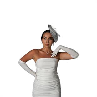 الجملة ليكرا سيندي النسيج قفازات طويلة وقبعة الزفاف Voilet عادي