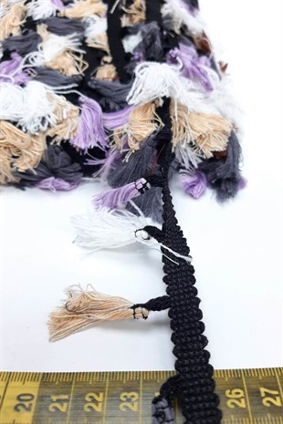 Lila Beyaz Pamuklu Saçak Püskül