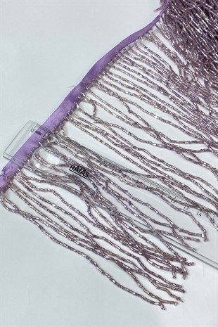 Lila Boncuklu 15 cm Saçak Püskül