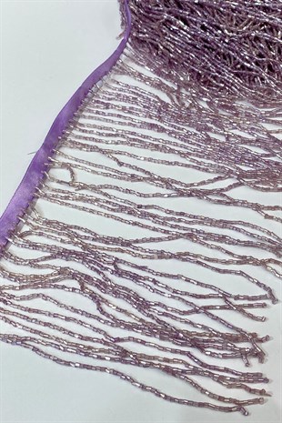 Lila Boncuklu 15 cm Saçak Püskül