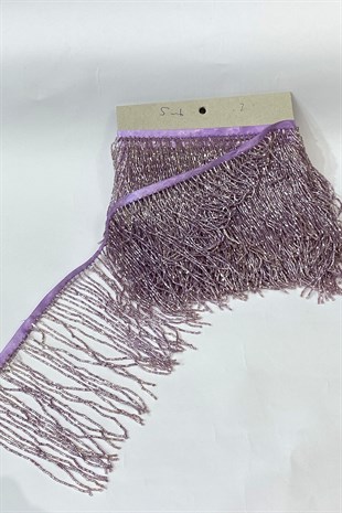 Lila Boncuklu 15 cm Saçak Püskül