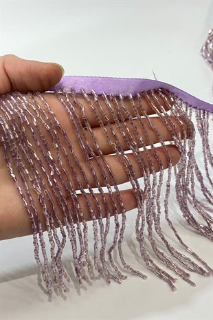 Lila Boncuklu 15 cm Saçak Püskül
