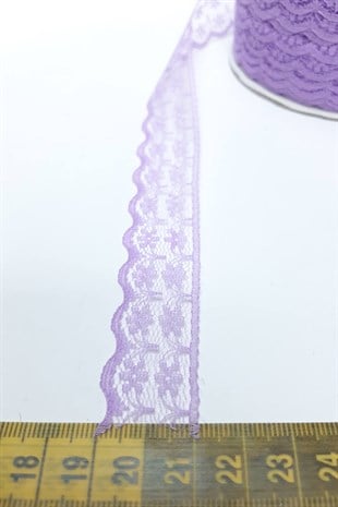 Lila Çiçek Desenli Dantel 10 Metre