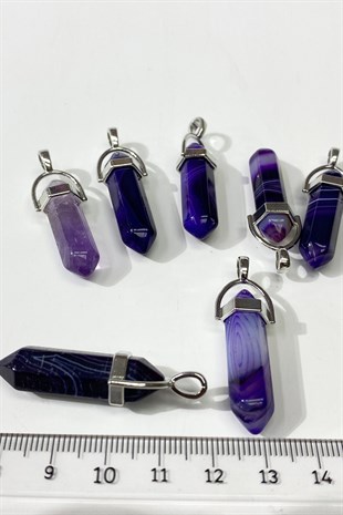 Lilac Nail Agate Natural Stone Pendant 1 Piece