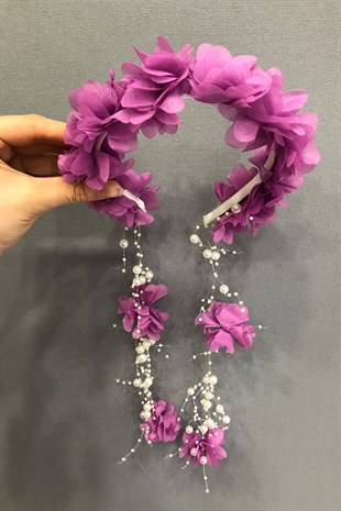 Lila Lazer Çiçekli Taç