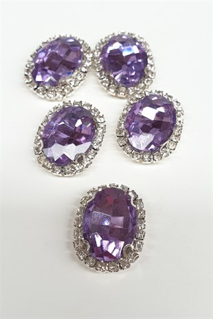 Lila Oval Kasalı Dikme Taş