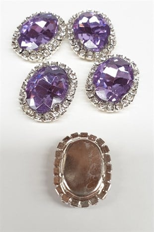 Lila Oval Kasalı Dikme Taş