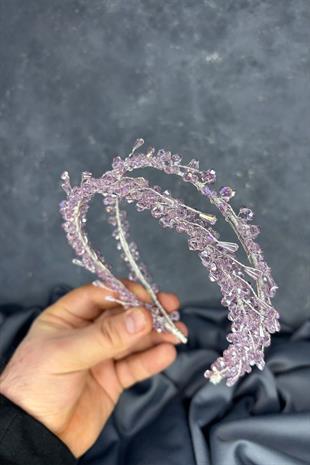 Lilac Saree Model Double Row Bridal Henna Crown Hair Accessory