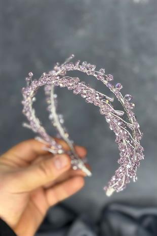 Lilac Saree Model Double Row Bridal Henna Crown Hair Accessory