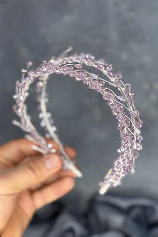 Lilac Saree Model Double Row Bridal Henna Crown Hair Accessory
