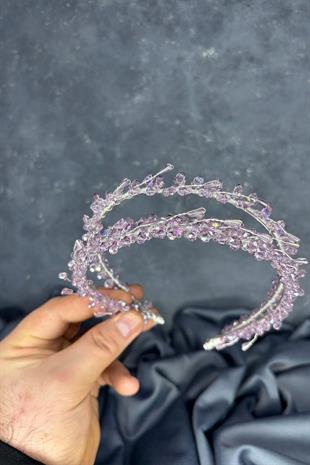 Lilac Saree Model Double Row Bridal Henna Crown Hair Accessory