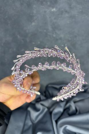 Lilac Saree Model Double Row Bridal Henna Crown Hair Accessory