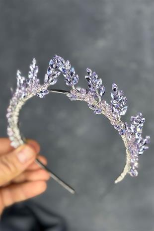 Lilac Venus Leaf Design Bridal Henna Crown Hair Accessory