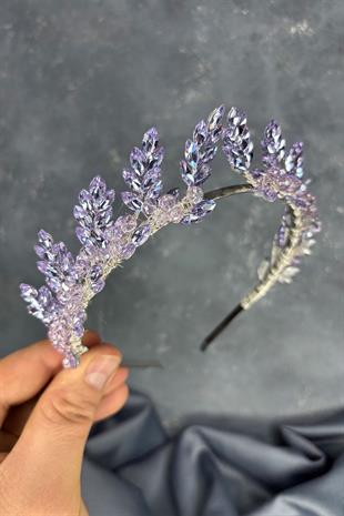 Lilac Venus Leaf Design Bridal Henna Crown Hair Accessory