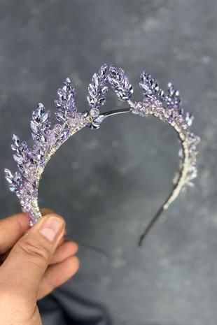 Lilac Venus Leaf Design Bridal Henna Crown Hair Accessory