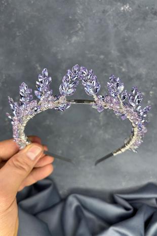 Lilac Venus Leaf Design Bridal Henna Crown Hair Accessory