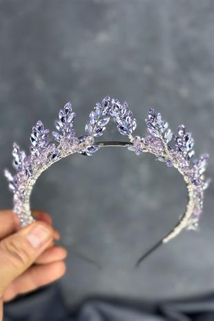 Lilac Venus Leaf Design Bridal Henna Crown Hair Accessory