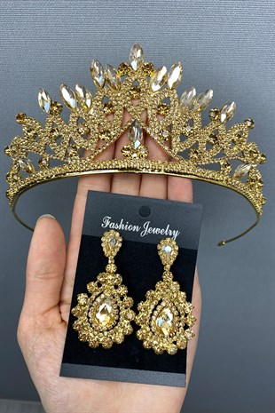 Lilya Bridal Henna Crown and Earring Set