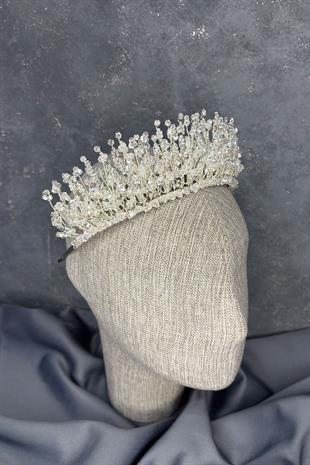 Livana Yoğun İşlemeli Mineli Gelin Tacı Saç Aksesuarı