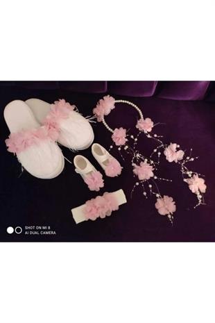 Lohusa Pembe Taç Terlik Set