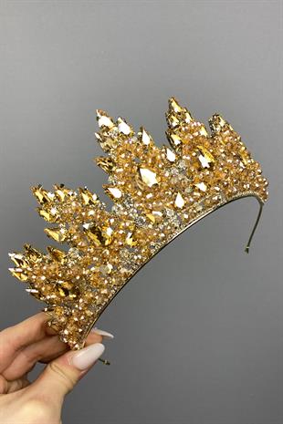 Lotus Bead Embroidered Bridal Henna Crown