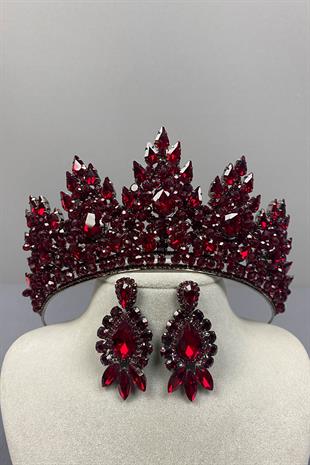 Lotus Boncuk İşlemeli Gelin Kına Tacı