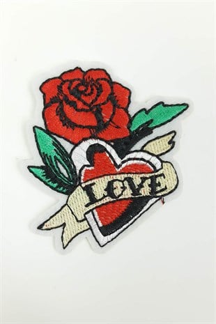 Love Yazılı Çiçek Arma (Yama)
