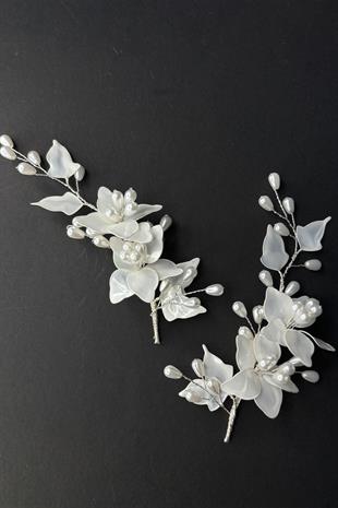 Luna Sedef Reçine 2 Li Saç Ve Türban Gelin Aksesuarı