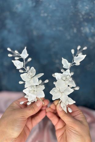 Luna Sedef Reçine 2 Li Saç Ve Türban Gelin Aksesuarı