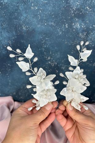 Luna Sedef Reçine 2 Li Saç Ve Türban Gelin Aksesuarı