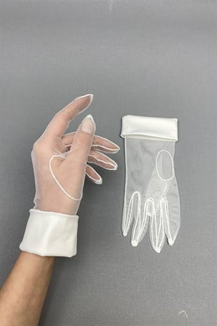 Cuffed Bridal Gloves and Polka Dot Wedding Hat Face Veils