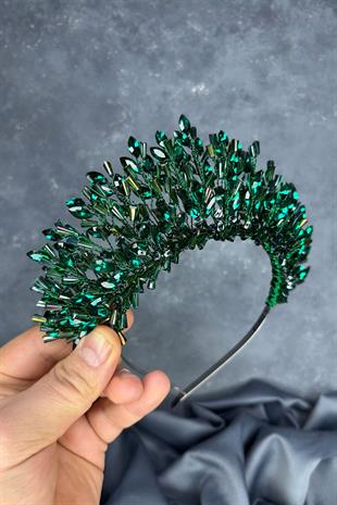 Maria Heavily Embroidered Crystal Bridal Henna Crown Hair Accessory