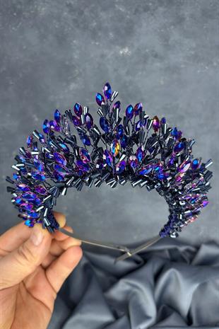 Maria Heavily Embroidered Crystal Bridal Henna Crown Hair Accessory