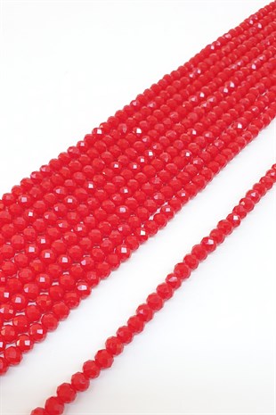 Mat Açık Kırmızı Kristal Boncuk 6 Mm