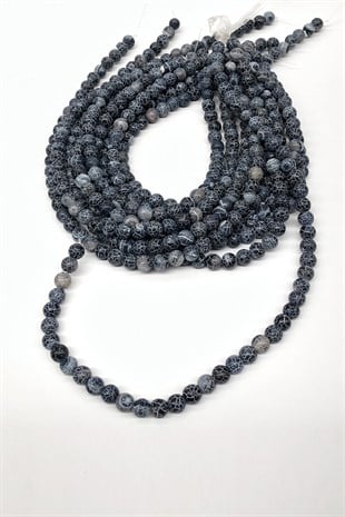 Matt Patterned Agate Natural Stone 8 mm