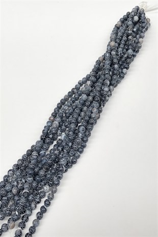 Matt Patterned Agate Natural Stone 8 mm