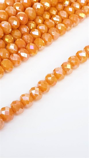 Mat Janjanlı Turuncu Kristal Boncuk 8 mm
