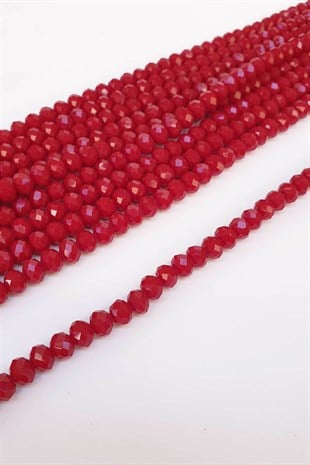 Mat Koyu Kırmızı  Kristal Boncuk 8 mm