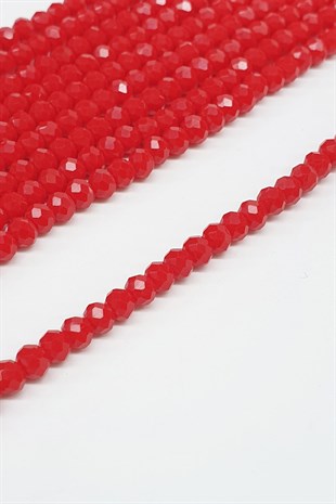 Mat Koyu Kırmızı Kristal Boncuk 4 Mm