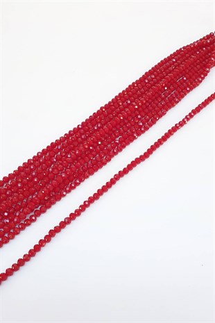 Mat Koyu Kırmızı Kristal Boncuk 6 Mm