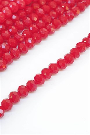 Mat Koyu Kırmızı Kristal Boncuk 6 Mm