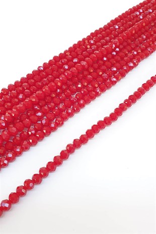 Mat Koyu Kırmızı Kristal Boncuk 6 Mm
