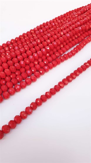 Mat Koyu Kırmızı Kristal Boncuk 8 mm